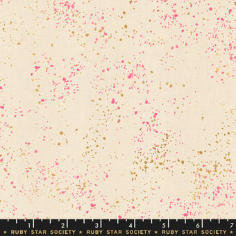 Ruby Star Society - Speckled in Neon Pink / Gold Metallic - Quilting Cotton Fabric