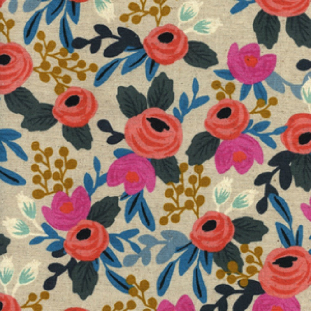 Rosa Floral CANVAS in Natural Bobbie Lou's Fabric Factory