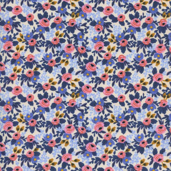 Rifle Paper Co. - Les Fleurs - Rosa in Periwinkle - Quilting Cotton Fabric