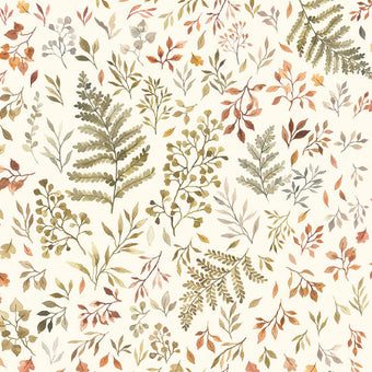 Dear Stella - Little Fawn and Friends Collection - Autumn Ferns and Leaves in Cream - Quilting Cotton Fabric