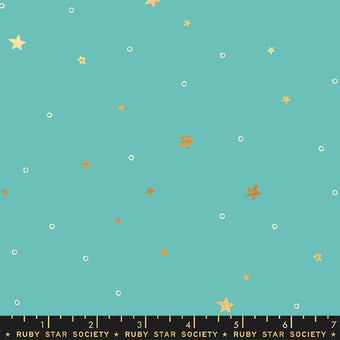 Tiny Stars in Turquoise Metallic