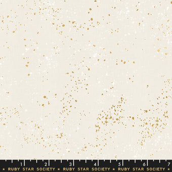 Ruby Star Society - Speckled in White / Gold Metallic - Quilting Cotton Fabric