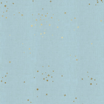 Cotton + Steel Basics - Freckles in Baby Blues Metallic - Quilting Cotton Fabric