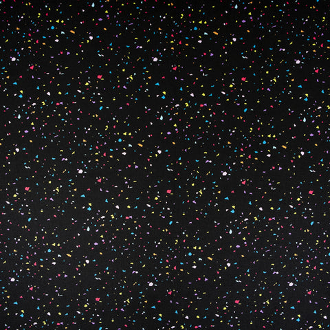 black cotton fabric with multi color confetti sprinkles
