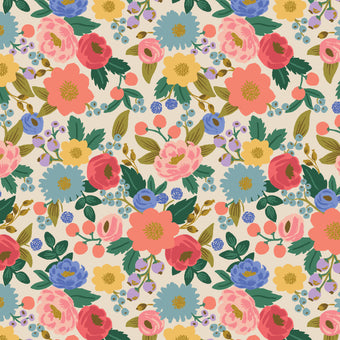 Rifle Paper Co. Vintage Blossom in Cream Metallic quilting cotton fabric