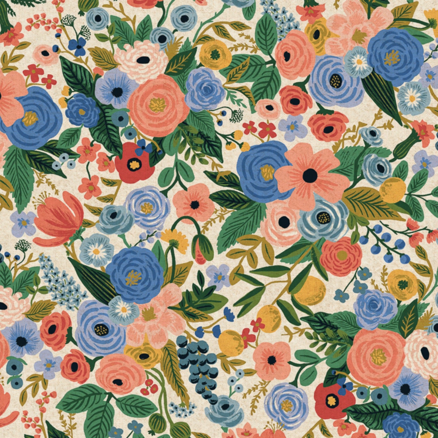 Garden Party CANVAS in Blue Bobbie Lou's Fabric Factory