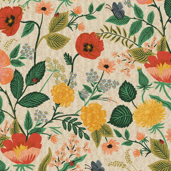 Rifle Paper Co. - Camont Collection - Poppy Fields CANVAS in Natural - Cotton Linen blend canvas fabric