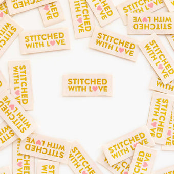 Sarah Hearts - Woven Sew-In Labels - Stitched With Love (pack of 8)