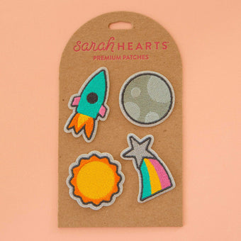 Space Glitter Embroidered Peel & Stick or Sew On Patches - 4 Pack