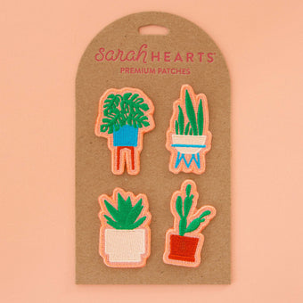 Houseplant Embroidered Peel & Stick or Sew On Patches - 4 Pack