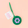 Smiley Daisy Luggage Tag in Green / Lavender