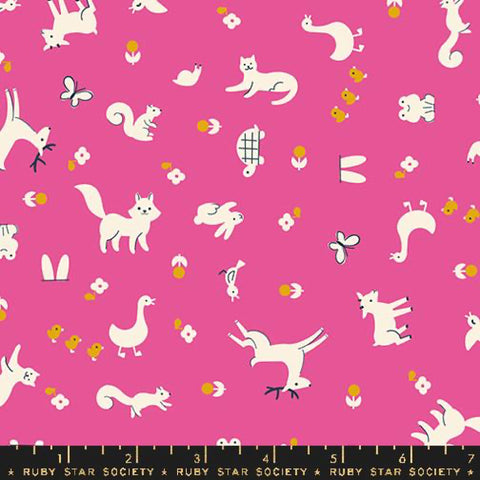 Ruby Star Society - Woodland Park Collection - Menagerie in Raspberry - Quilting Cotton Fabric