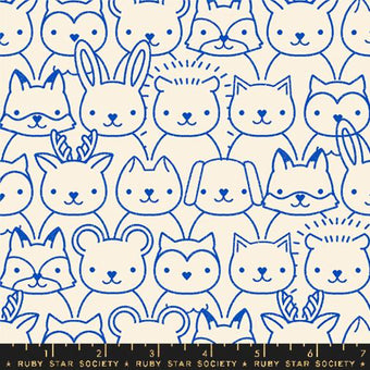 Ruby Star Society - Woodland Park Collection - Sup in Blue Ribbon - Quilting Cotton Fabric