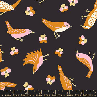 Ruby Star Society - Bird Is The Word Collection - Migration in Soft Black - Quilting Cotton Fabric