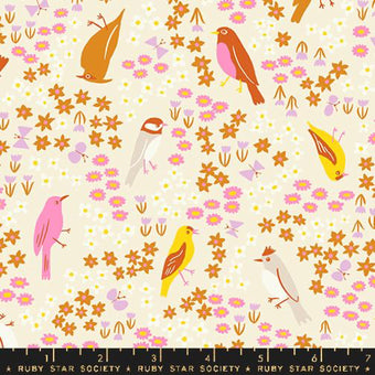 Ruby Star Society - Bird Is The Word Collection - Spark in Natural - Quilting Cotton Fabric