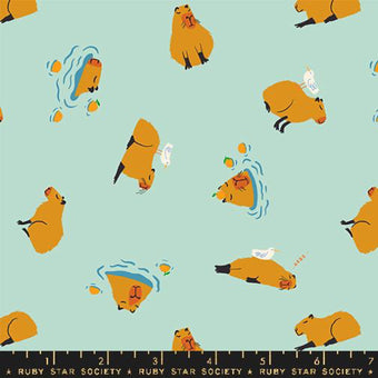 Ruby Star Society - Animal Animal Collection - Capybara in Minty - Quilting Cotton Fabric