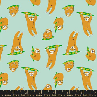 Ruby Star Society - Animal Animal Collection - Sloth in Minty - Quilting cotton Fabric