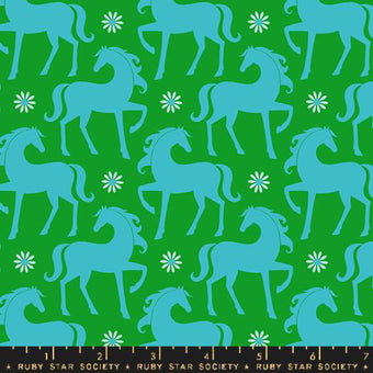 Ruby Star Society - Carousel Collection - Fancy Horse in Verdant - Quilting Cotton Fabric