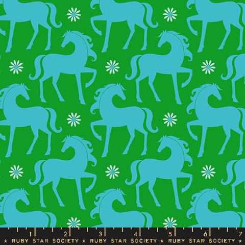 Ruby Star Society - Carousel Collection - Fancy Horse in Verdant - Quilting Cotton Fabric