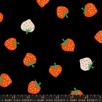 Ruby Star Society - Strawberry Collection - Strawberry Toss in Black - Quilting Cotton Fabric