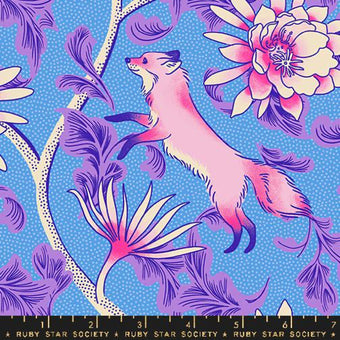 Ruby Star Society - Glow Garden Collection - Fox Bloom in Lindley Blue - Quilting Cotton Fabric