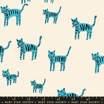 Ruby Star Society - Catnap Collection - Tiger Stripes in Turquoise - Quilting Cotton Sewing Fabric