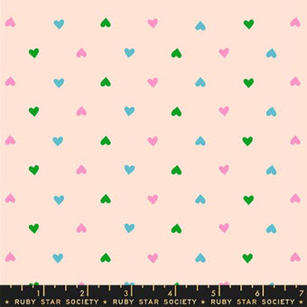 Ruby Star Society - Best Day Ever Collection - Hearts in Peach Cream - quilting cotton sewing fabric