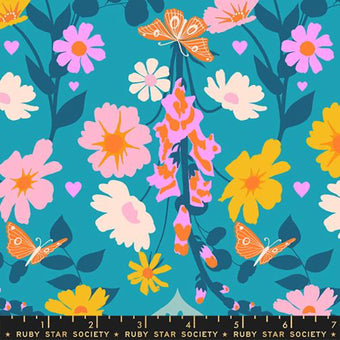 Ruby Star Society - Best Day Ever Collection - Foxgloves in Summer Sky - Quilting cotton sewing fabric
