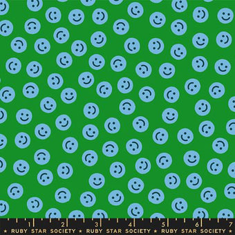 Ruby Star Society - Egg and Friends Collection - Smiley in Dark Verdant - quilting cotton sewing fabric