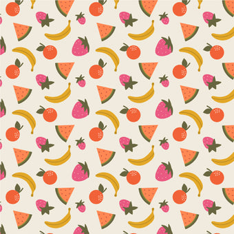 Figo Fabrics - Joyful June Collection by Sarah Hearts - Fruits in Cream - Quilting Cotton Fabric
