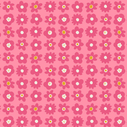 Figo Fabrics - Joyful June Collection by Sarah Hearts - Blooms in Pink - quilting cotton fabric