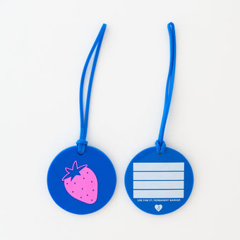 Sarah Hearts - Strawberry Luggage Tag in Pink / Blue