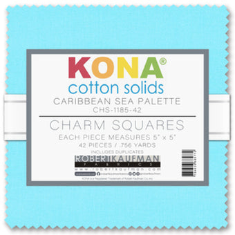 Kona Cotton Caribbean Palette 42 piece 5" x 5" Square Charm Pack