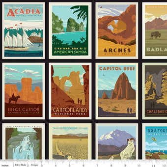 National Parks Posters 23" PANEL in Black (70 posters)