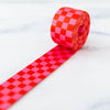 Ruby Star Society - Checkered Webbing 1.5" in Strawberry - By the Yard