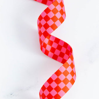Ruby Star Society - Checkered Webbing 1.5" in Strawberry - By the Yard