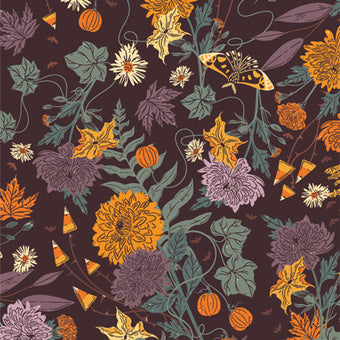 Art Gallery Fabrics - Ghostly & Haunted Collection - Wicked Flora in Deep - Quilting Cotton Fabric