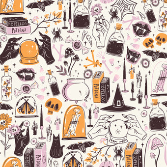 Art Gallery Fabrics - Ghostly & Haunted Collection - Witching Hour in Moon - Quilting Cotton Fabric