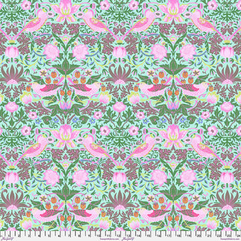 Kaffe x Morris & Co. - Strawberry Thief in Aqua - Quilting Cotton Fabric