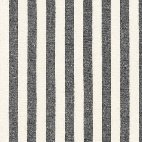 Essex Yarn Dyed Classic 1/2" Stripe (cotton / linen) in Black