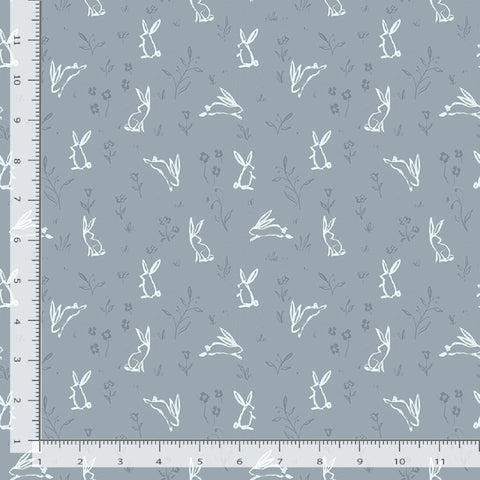 Dear Stella - Willow Collection by Clara Jean - Bunny Hop in Bluestone quilting cotton