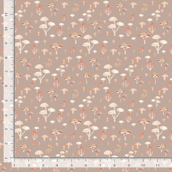 Dear Stella - Willow Collection by Clara Jean - Mushrooms in Taupe quilting cotton