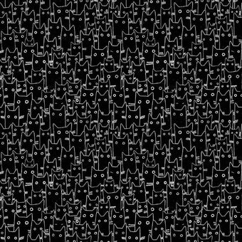 Dear Stella - Bok Bok Meow Collection - Having a Meowment in Jet - quilting cotton sewing fabric