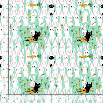 Dear Stella - Sweet Purrenials Collection - Bunny Meowscapades in Aruba - Quilting Cotton