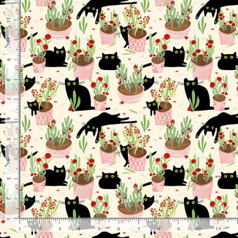 Dear Stella Sweet Purrenials Collection Amewsing in Dawn Quilting Cotton