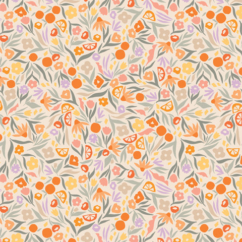 Art Gallery Fabrics - Tangerine Collection - Floral Zest in Tangerine - Quilting Cotton Fabric