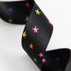 Ruby Star Society - Starry Webbing 1.5" in Vivid Rainbow on Black - By the Yard