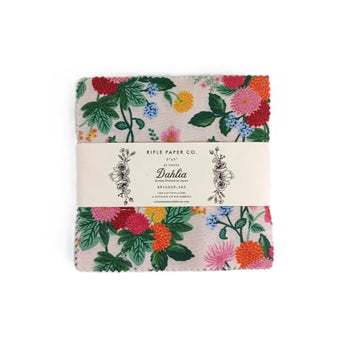 Rifle Paper Co. - Dahlia Collection - 42 piece 5" x 5" Square Charm Pack - Quilting Cotton Fabric