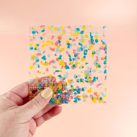 Feral Notions 4.5" Square Acrylic Confetti Quilting Ruler