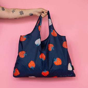 Meori Pocket Shopper - Reusable Strawberry Tote Bag